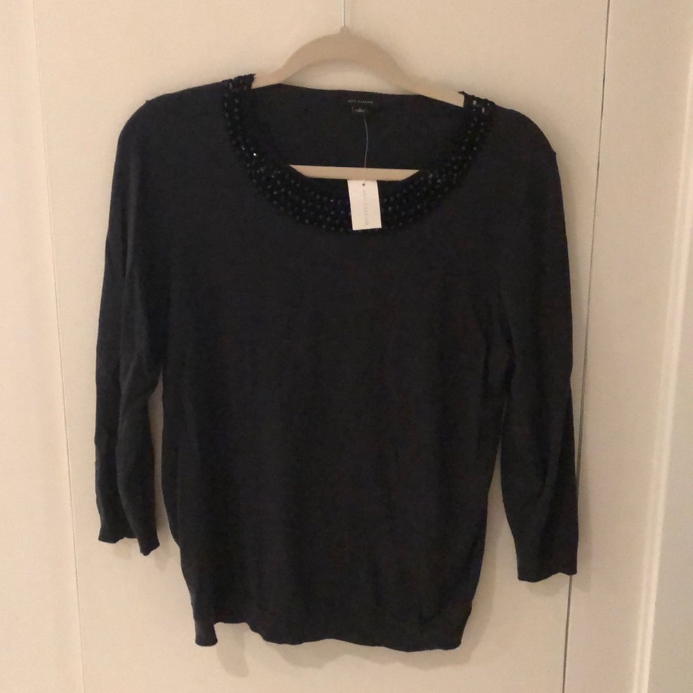 Ann Taylor Beaded Neck sweater